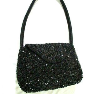 Black Sequin Beaded Evening Bag